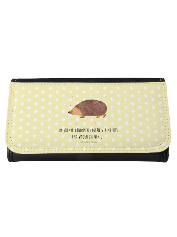 Mr. & Mrs. Panda Portemonnaie für Damen Igel Herzen mit Spruch in Gelb Pastell