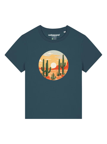 wat? Apparel T-Shirt Sonnenuntergang in der Wüste in Petrol