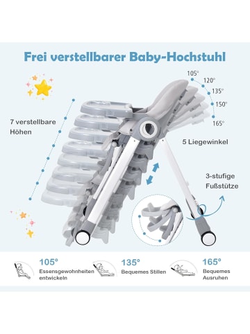 COSTWAY 4 in 1 Hochstuhl für 6-36 Monate in Grau