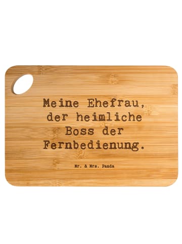 Mr. & Mrs. Panda Schneidebrett Spruch Ehefrau Boss mit Spruch in Braun