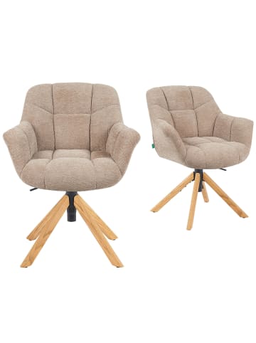 DUBI Möbel 2er-Set: Bürostuhl Mika-Iven in Beige - (B)65 x (H)82 x  (T)66 cm