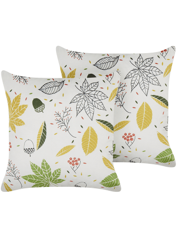 Beliani 2er-Set Dekokissen MULLEIN in Bunt/Schwarz/Grün