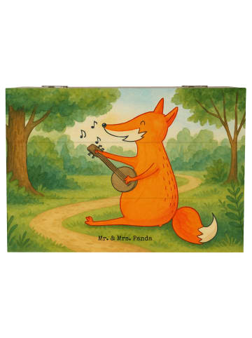 Mr. & Mrs. Panda Holzkiste Fuchs Gitarre Design ohne Spruch in Weiß