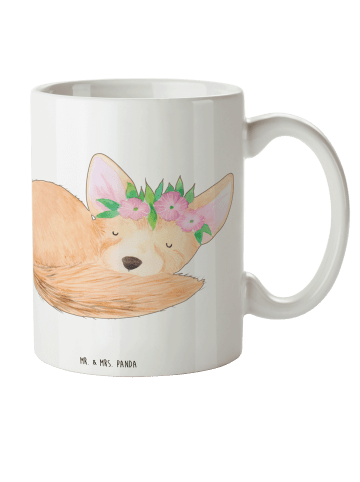 Mr. & Mrs. Panda Tasse Wüstenfuchs Blumen ohne Spruch in Weiß