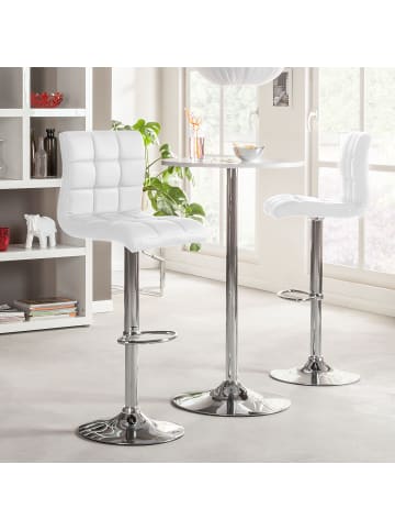 home24 Barhocker Fitzgerald in Weiß / Chrom