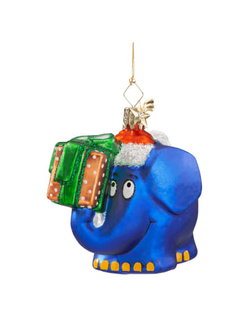 Käthes Original Baumschmuck Glas Der Elefant als Weihnachtsmann in bunt