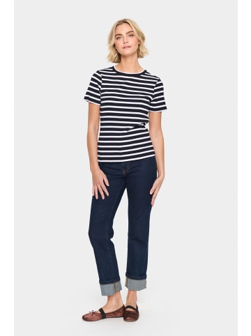 SAINT TROPEZ T-shirt AsterSZ Gerade Passform in Black White Stripe
