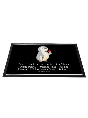 Mr. & Mrs. Panda Fußmatte außen Immobilienmakler Herz mit Spruch in Schwarz