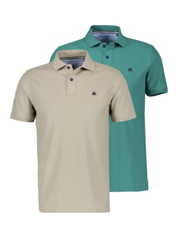 Lerros Poloshirt Basic in Beige / petrol