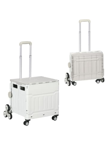 HOMCOM Einkaufswagen in Weiß 52L x 48B x 100H cm