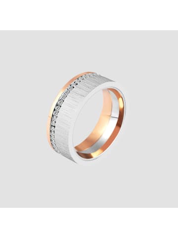 Adeliás Damen Ring aus Edelstahl mit Strass Steinchen in silber