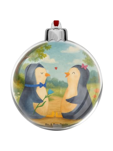 Mr. & Mrs. Panda Christbaumkugel Pinguin Pärchen Design ohne Spruch in Weiß