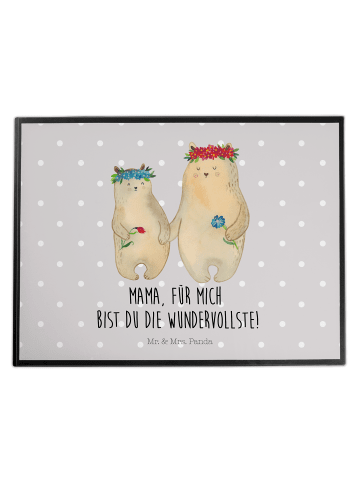 Mr. & Mrs. Panda Schreibunterlage Bären mit Blumenkranz mit Spruch in Grau Pastell