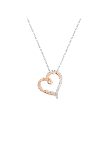 Amor Kette mit Anhänger Silber 925, rhodiniert+rosévergoldet in Bicolor