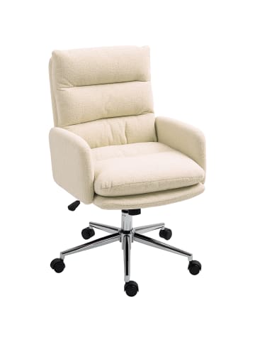 HOMCOM Bürostuhl-67L x 58B x 91-99H cm-Cremeweiß