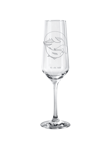 Mr. & Mrs. Panda Champagnerglas Walfisch Thunfisch ohne Spruch in Transparent