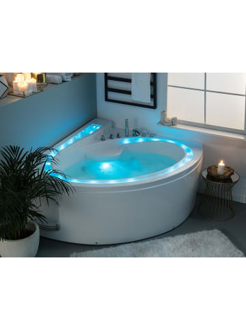 Beliani Eckbadewannen PELICAN in Weiß - (W) 165 x (H) 73 x (L) 206 cm