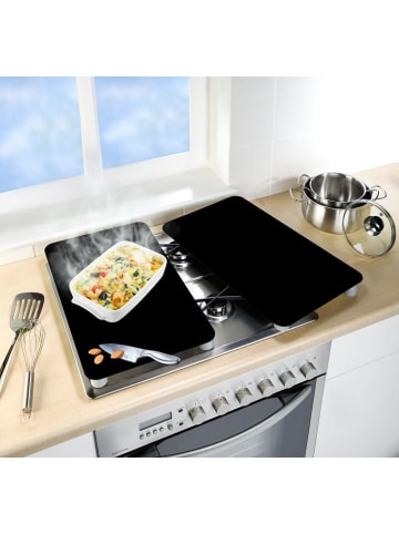 Wenko Herdabdeckplatten BLACK, 2 Stück in Schwarz, (B) 30 x (L) 52 cm