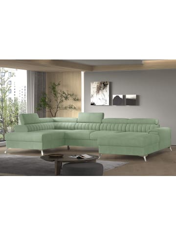 MF Design Lazy Recamiere Links in Grün -  (L) 202 x (B) 354 x (H) 92 cm