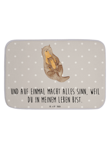 Mr. & Mrs. Panda Duschvorleger Otter Kind mit Spruch in Grau Pastell