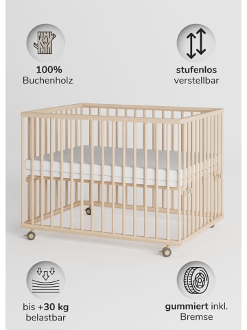 Sämann Sämann Laufgitter mit Matratze & Schlupfsprossen - natur - Premium Kollektion