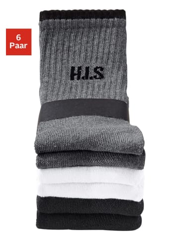 H.I.S H.I.S Sportsocken (6 Paar) in 2x weiß, 2x schwarz, 2x grau meliert