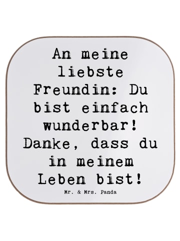 Mr. & Mrs. Panda Holzuntersetzer Spruch Liebste Freundin mit Spruch in Weiß