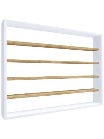 VCM Holz Wandregal Wandvitrine Regal Deko Osado L in Weiß / Honig-Eiche