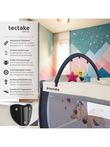 tectake Kinderbett mit Wickelauflage und Transporttasche 132x75x104cm