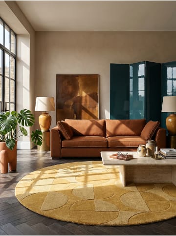 KADIMA DESIGN Wollteppich Kurzflor DEBEN Geometrisch Naturfaser Wohnzimmer in Senfgelb