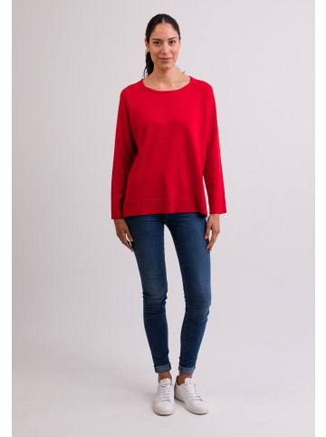 CASH-MERE.CH Rundhals Pullover mit Seitenschlitzen in Rot