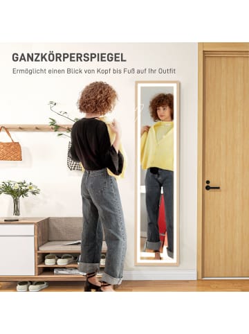 HOMCOM Ganzkörperspiegel-40L x 5B x 160H cm-Eiche