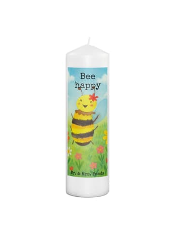 Mr. & Mrs. Panda Adventskerze Biene Happy Design mit Spruch in Weiß