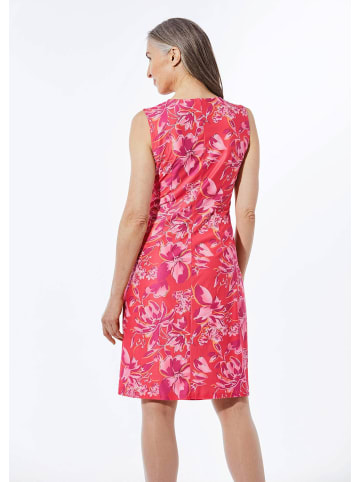 GOLDNER Wickelkleid mit Raffungen, V-Ausschnitt in pink / mandarine / geblümt