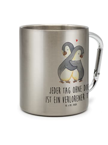 Mr. & Mrs. Panda Kaffeebecher Edelstahl Pinguine Kuscheln mit Sp... in Silber