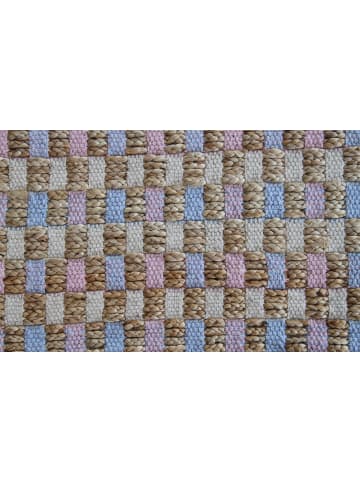 Kayoom Kurzflor Teppich Chess 110 in natur - pink - rechteckig