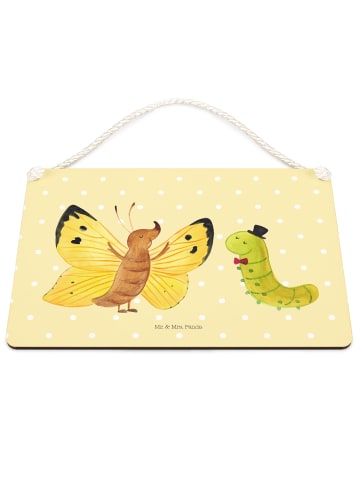 Mr. & Mrs. Panda Schild Raupe Schmetterling ohne Spruch in Gelb Pastell