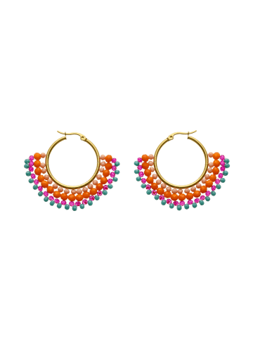 IZIA Women Earrings in Orange Multicolor