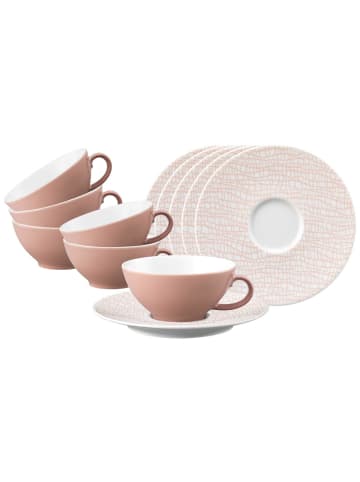 6er Set Teetassen mit Untertassen Life Fashion in Posh Rose 140 ml
