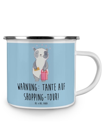 Mr. & Mrs. Panda Tasse Tante Shopping mit Spruch in Blau Pastell
