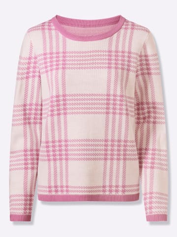 Sieh an! Rundhals-Pullover in orchidee-ecru-gemustert