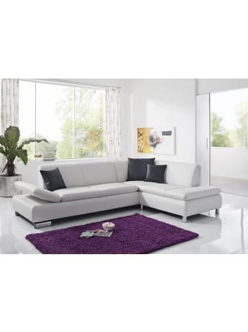 58 aufm Kessel ECKSOFA mit Ottomane rechts Kaye Bezug Kunstleder Metallfuß verchromt / weiß