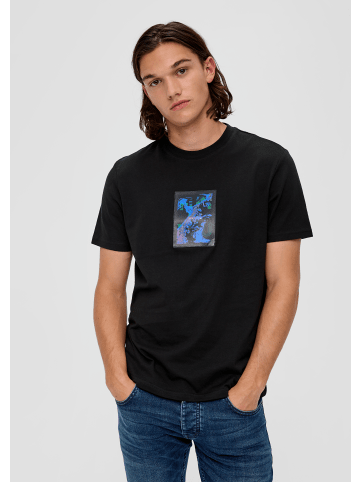 QS T-Shirt kurzarm in Schwarz