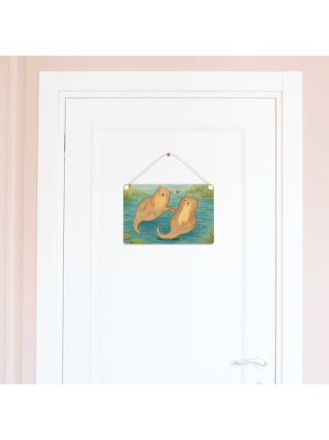 Mr. & Mrs. Panda Schild Otter Hände halten Design ohne Spruch in Weiß