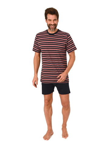NORMANN Kurzarm Schlafanzug Shorty Pyjama Streifen in marine