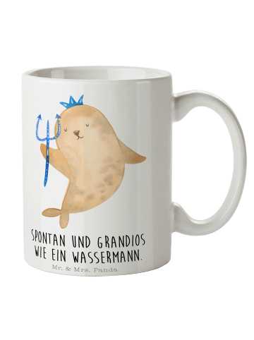 Mr. & Mrs. Panda Kaffeebecher Sternzeichen Wassermann mit Spruch in Weiß