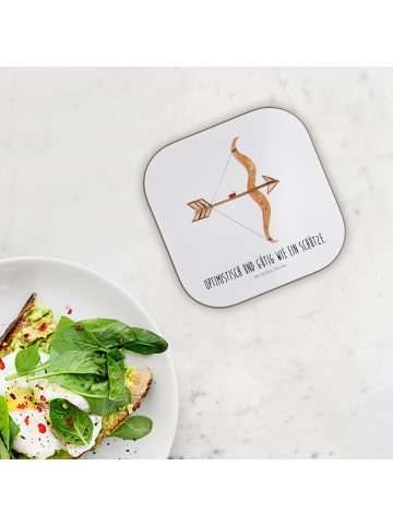 Mr. & Mrs. Panda Tischuntersetzer Sternzeichen Schütze mit Spruch in Weiß