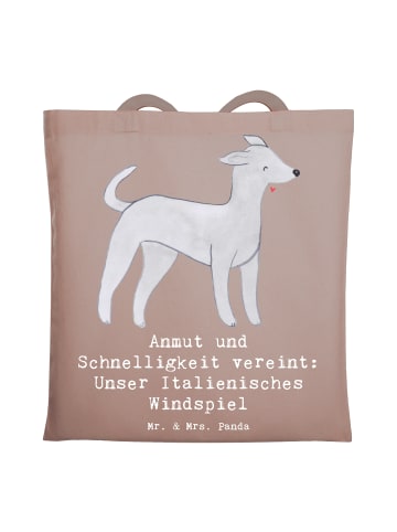 Mr. & Mrs. Panda Tote Bag Italienisches Windspiel mit Spruch in Braun Pastell