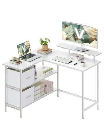 VASAGLE Eckcomputertisch Barnet in Weiß - (B)115 x (H)90 x (T)105 cm
