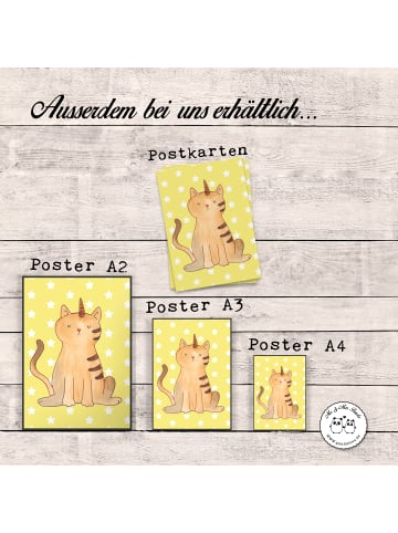 Mr. & Mrs. Panda Poster Einhorn Katze ohne Spruch in Gelb Pastell